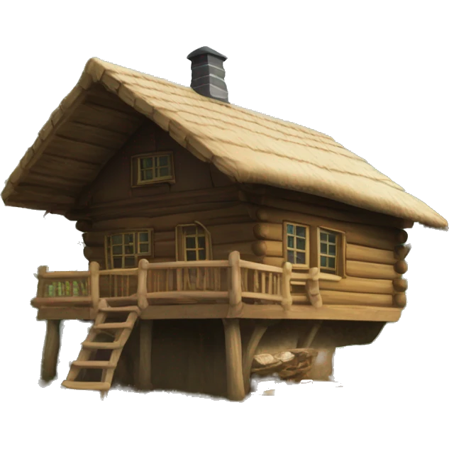 Hütte im wald mit terasse und avt schriftzug emoji