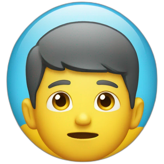 an round yellow classic emoji with chad face expression emoji