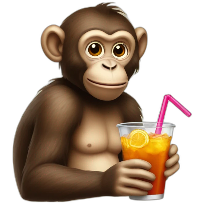 Monkey whobis drinking a soda with a straw emoji