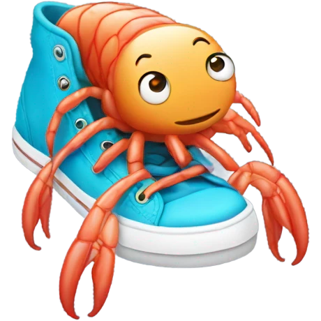 Shrimp wearing cool shoes emoji