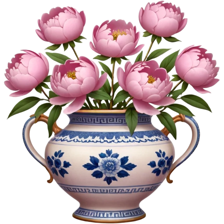 Pink peonies in a vintage vase emoji