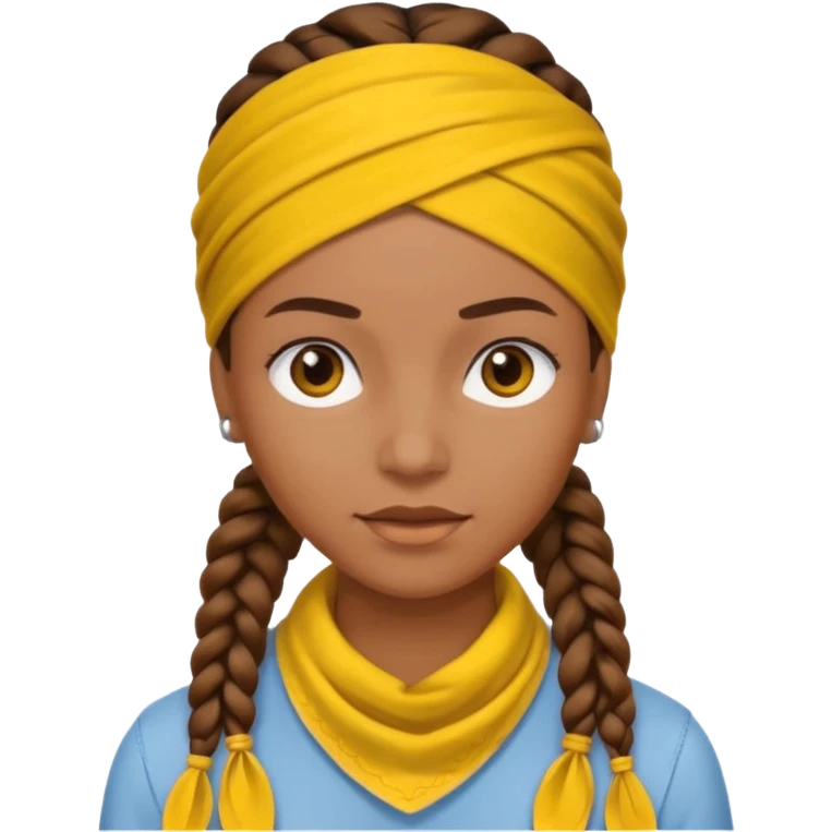 woman with brown braids and a yellow bandana emoji