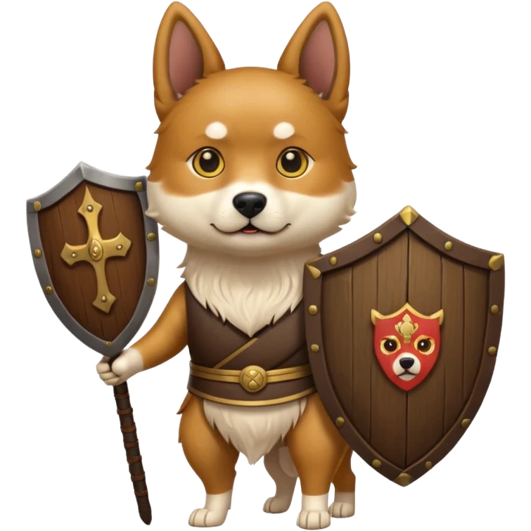 ancient korean dog with only wooden shield emoji