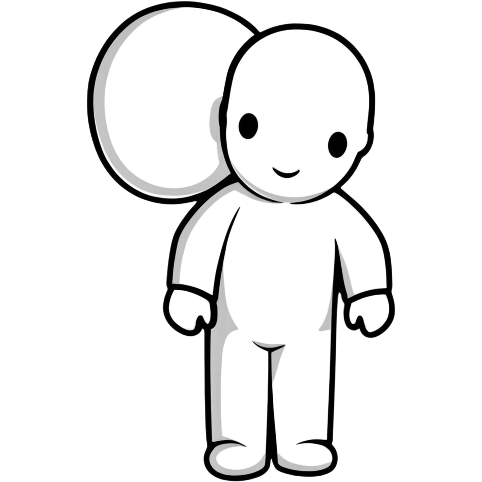 grey human silhouette frontal view with no facial features, no face, no eyes, no nose, no mouth, simple outline emoji
