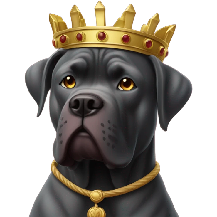 A burgundy-colored Cane Corso as the emperor of Rome with a leafy crown. emoji