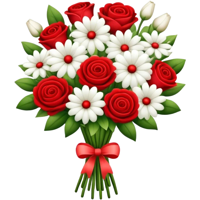 Red and white valentine flower bouquet  emoji