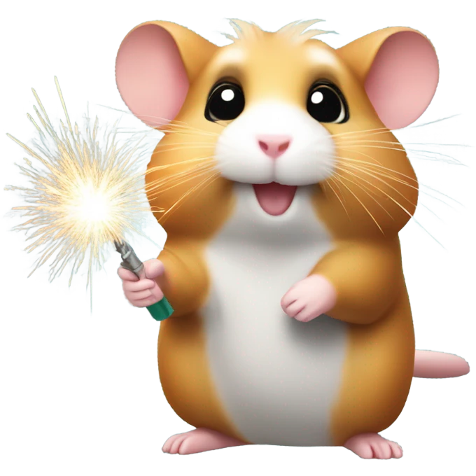Christmas hamster with sparkler emoji