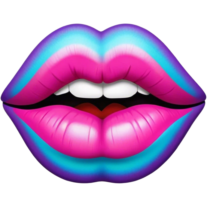 A psychedelic-colored lipstick kiss mark. emoji
