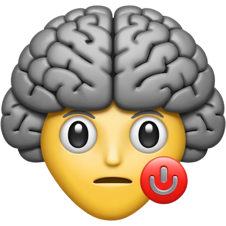 brain emoji with a low battery logo emoji