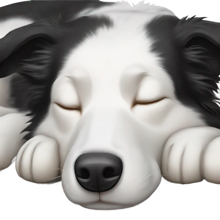 Sleeping black and white border collie emoji