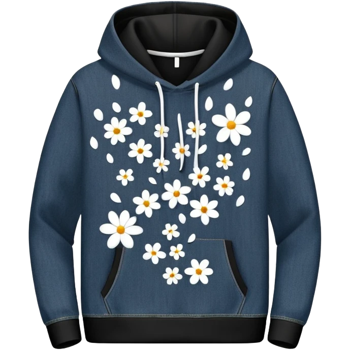 The BLACK Denim Tears Hoodie features a black base with distinctive white and black  open flower spots with empty space in the middle, These hollow ring-like patterns are scattered across. BLACK AND WHITE FLOWERS emoji