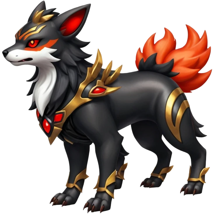 Shiny Gothic Exotic Futuristic Houndoom-Arcanine-Zorua-Torracat-Pokémon-Fakémon-hybrid-creature emoji