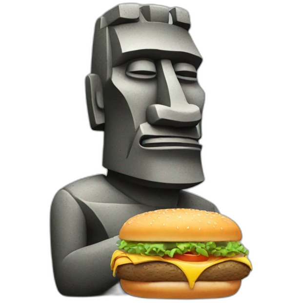 moai statue eating a burger emoji