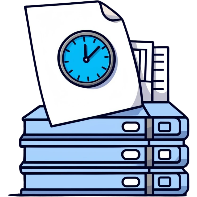small stack of papers with a timer symbolizing heavy admin workload emoji