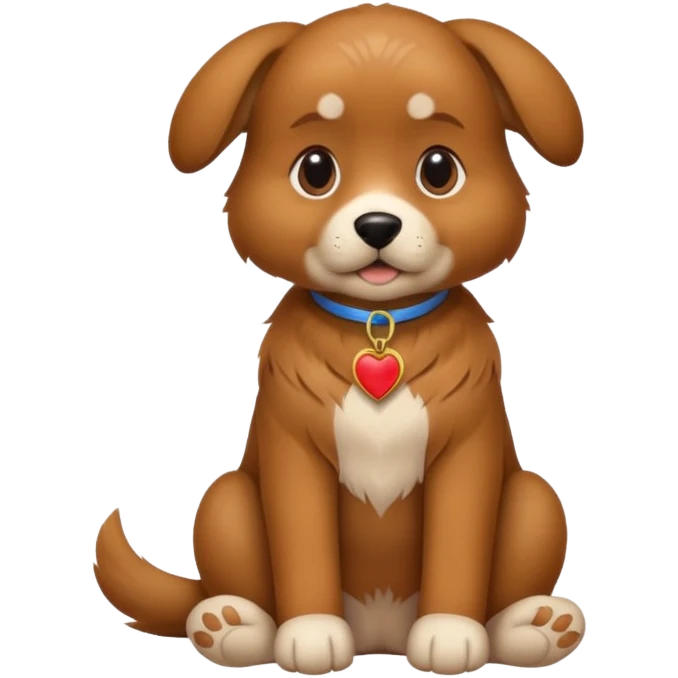 Dog sitting like a human with paw  by its chest emoji
