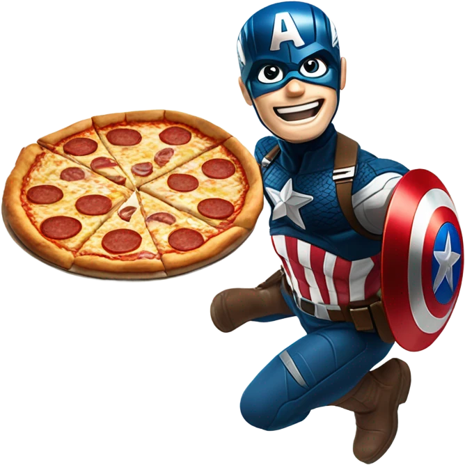 Captain America making pizza emoji