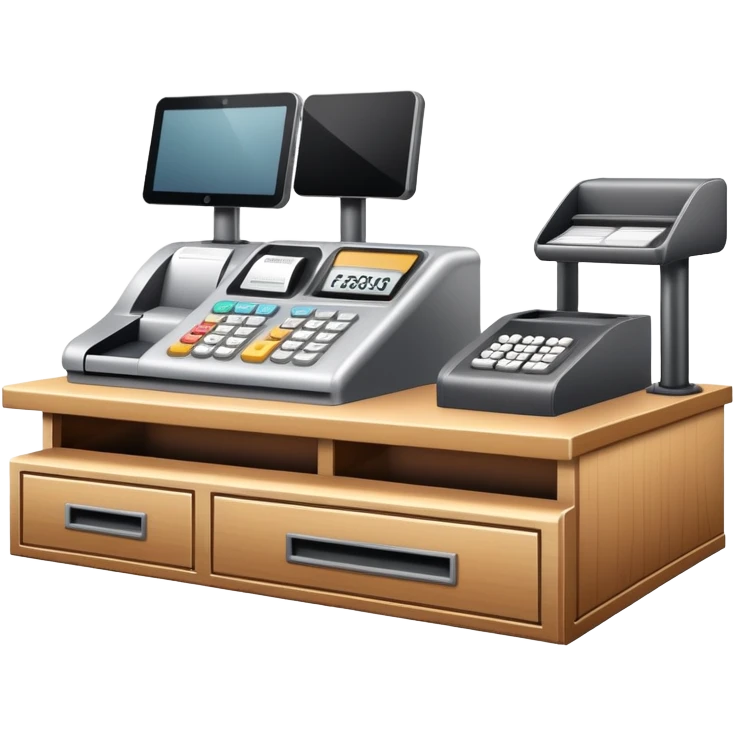 retail store checkout counter with cash register emoji