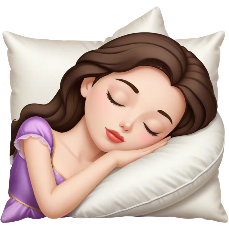 sleeping beauty brunette white girl with a silk pillow emoji