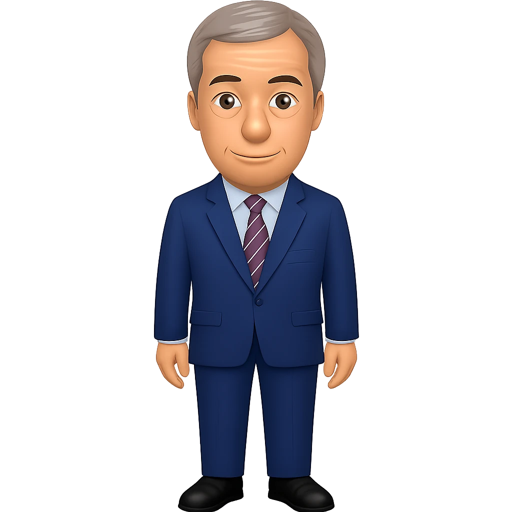 Create a full body figure of Nigel Farage standing as an emoji with a transparent background. Maintain the style and essence of the original emoji. emoji