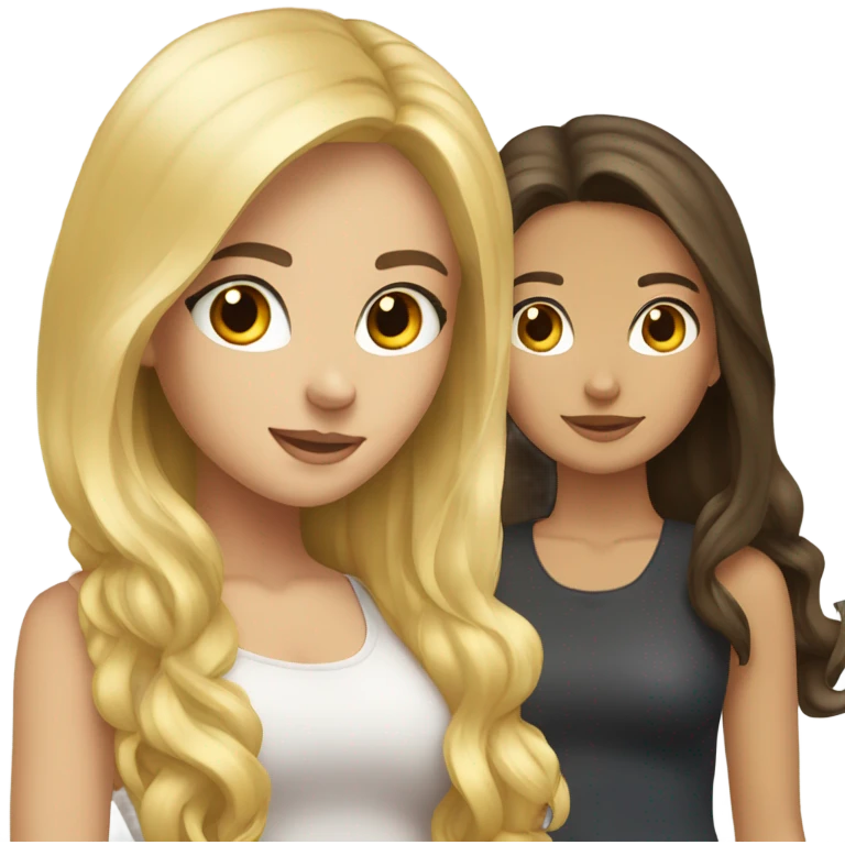 Best friends blonde girl and brunette girl emoji