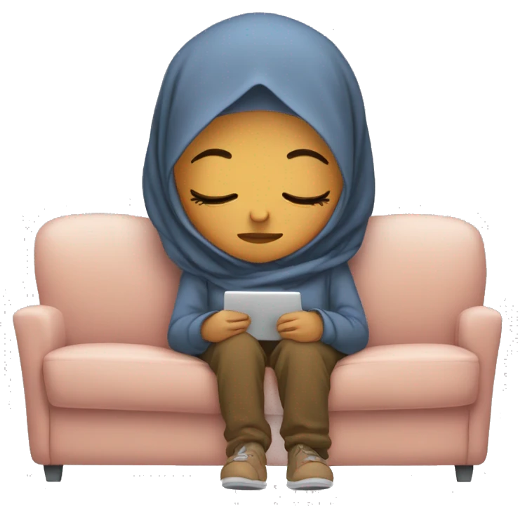 Hijabi-wearing-hoodie-sleeping-on-couch emoji