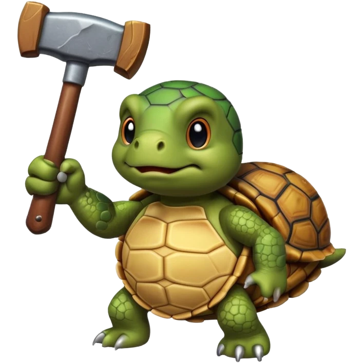 angry turtle hitting with hammer emoji