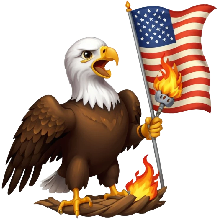 Eagle eating a burning flag emoji