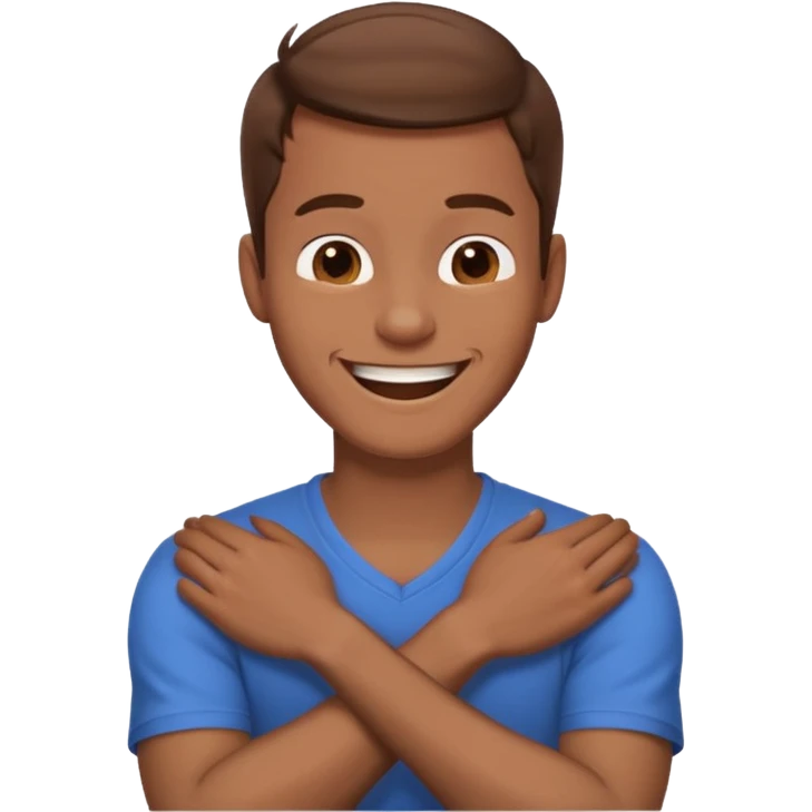 arms crossed holding neck laughing guy emoji