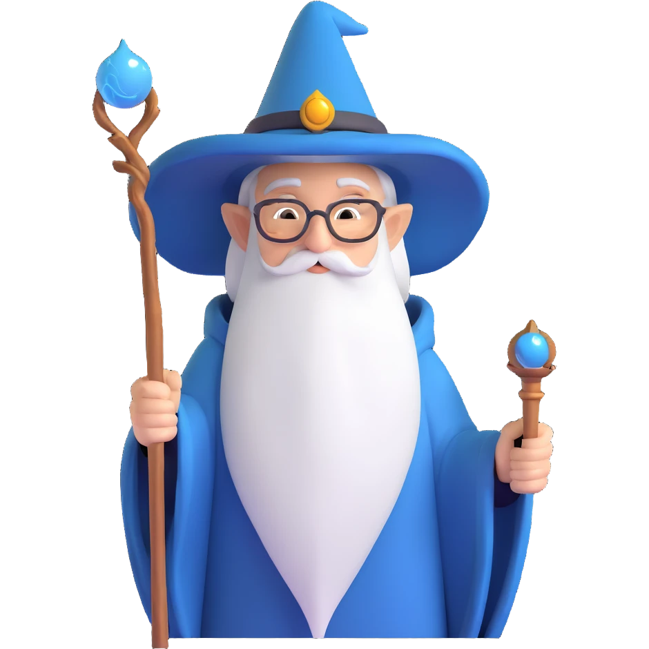 wise wizard with magical staff emoji