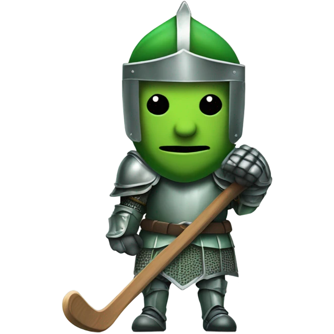 A Green Knight With Hockey Stick  emoji
