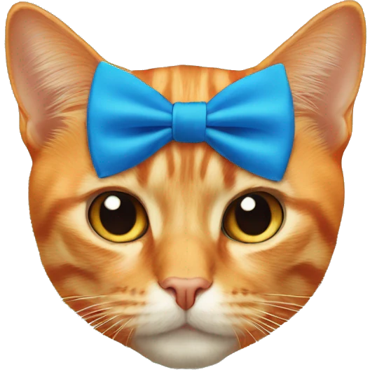 orange cat with a blue bow tie emoji