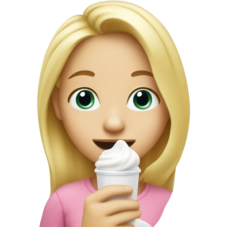 Blond girl eating yogurt  emoji