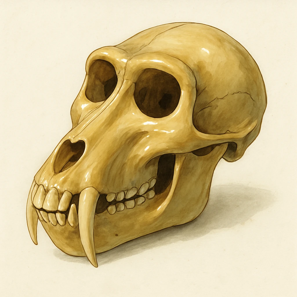 ghibli style baboon skull, realistic details, shiny, on white background emoji