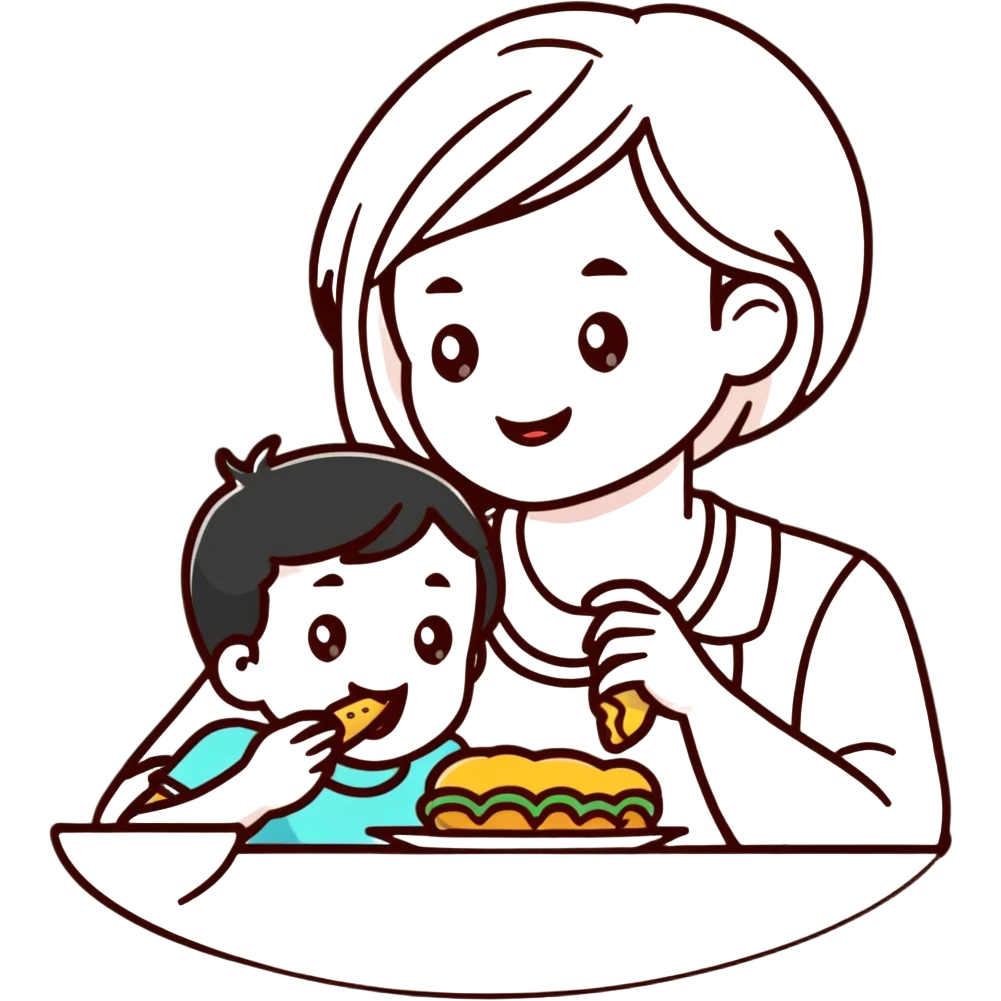 Mom eating kid emoji