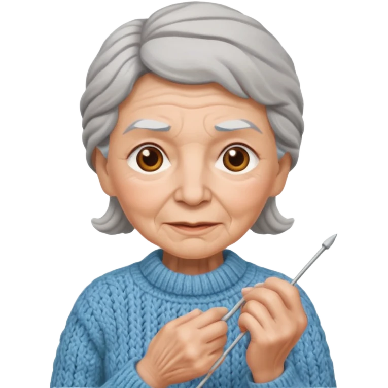 elderly woman knitting emoji