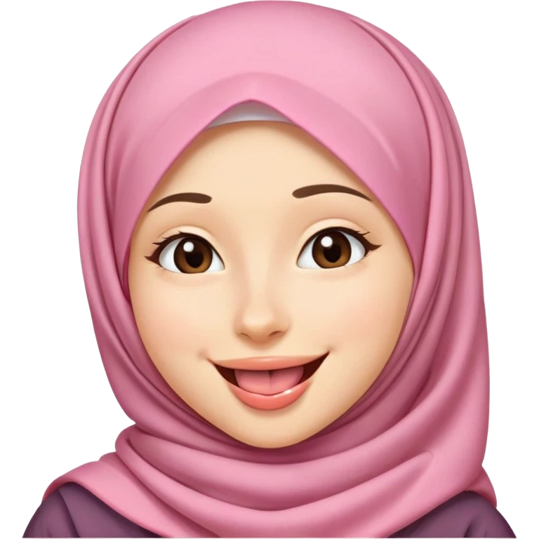 nữ, 15 tuổi, đội khăn hijab, tongue out, cười tươi, nhắm 1 mắt emoji