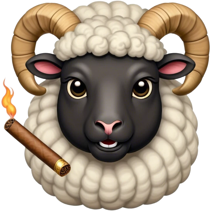 Black ram sheep with cigar emoji