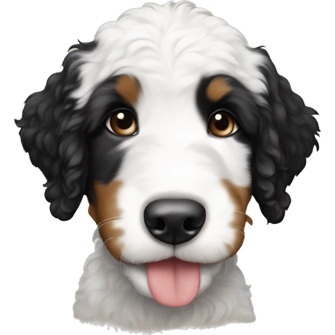 White and black bernedoodle puppy emoji