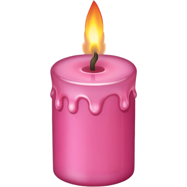 A pink candle with a flame on it, viewed from 10 degrees from above. emoji