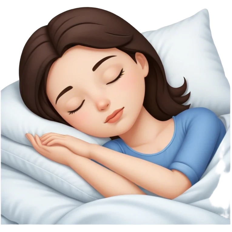 Brunette girl sleeping in the bed emoji