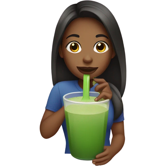Girl drinking green juice emoji