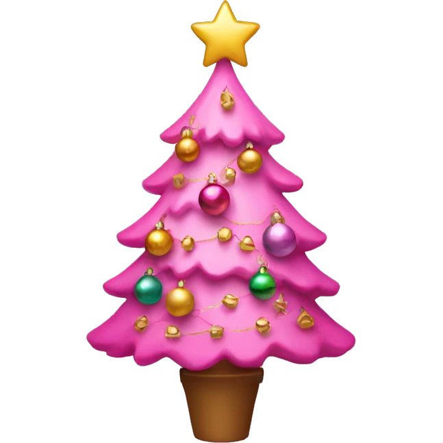 pink christmas tree with decorations  emoji