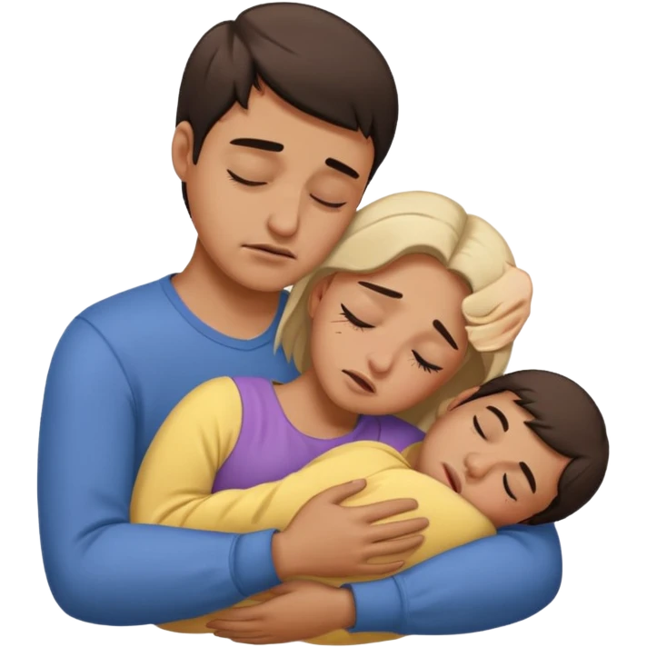 A man holding a sleeping woman in his arms whilst crying  emoji