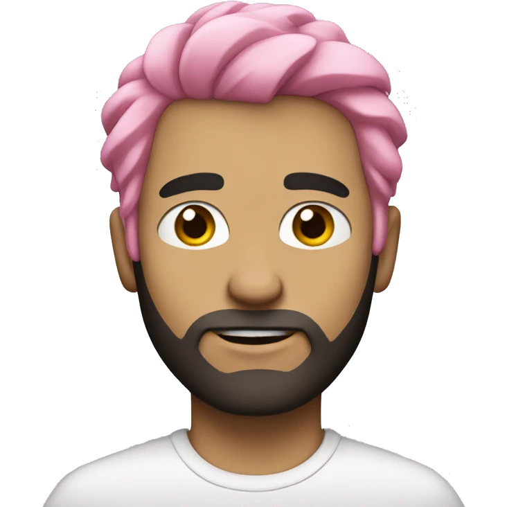 White male with bushy half black half pink hair  emoji