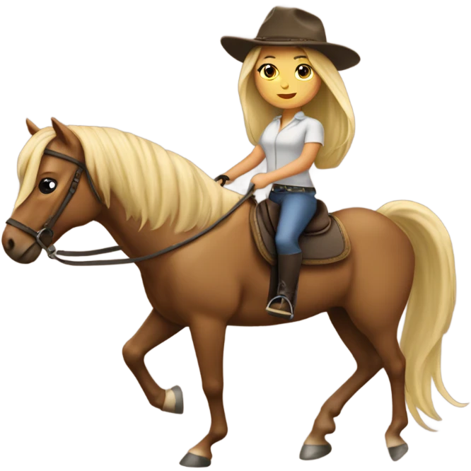 Tan girl with long blonde hair riding a horse emoji
