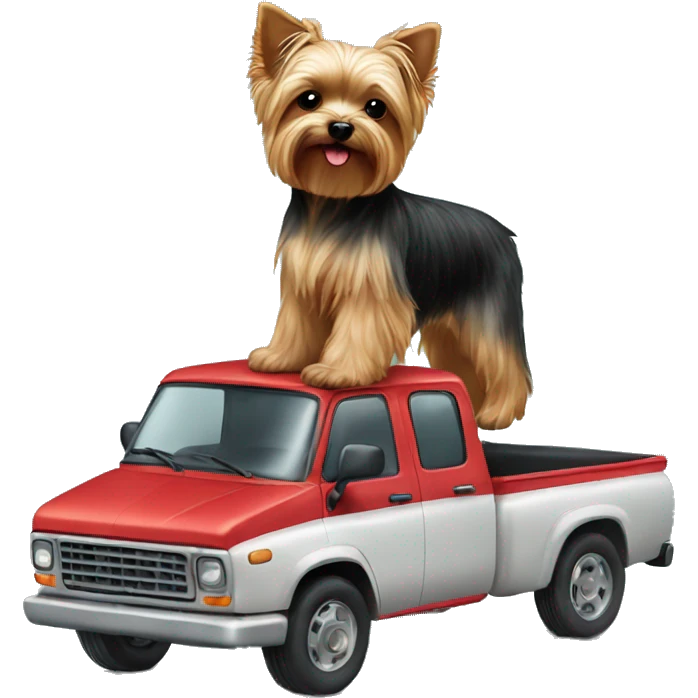 A Yorkie on top of a truck emoji