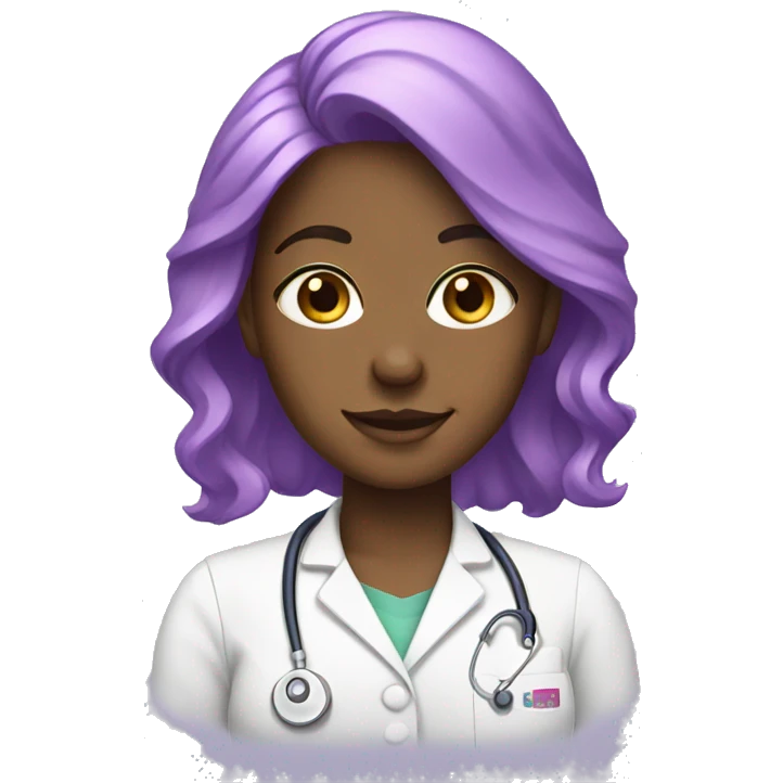 white vet tech with purple and pink hair  emoji