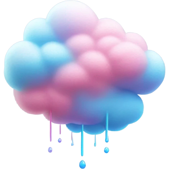 Cotton candy realistic cloud raining-candy  emoji