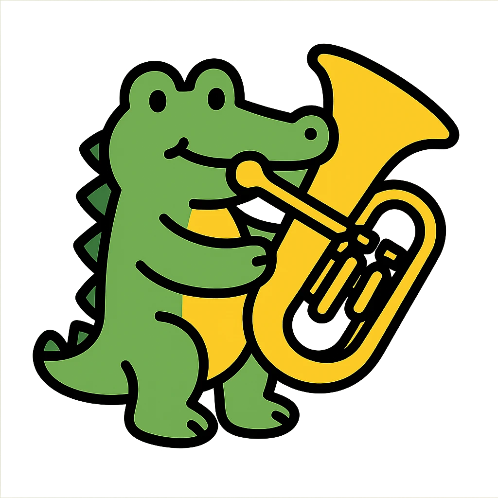crocodile playing a bombardino euphonium emoji