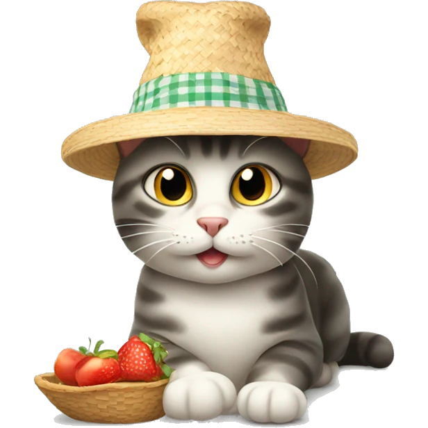 cat with a picnic hat on emoji